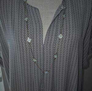 MAX STUDIO Pull Om Shirt Blue Black Geometric Pattern